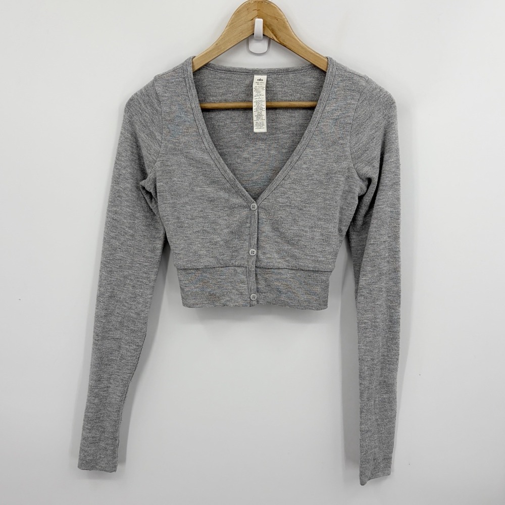 Alo Yoga Alolux Cropped Me Time Cardigan Too XSmall Stretch Ballet Pilates Soft